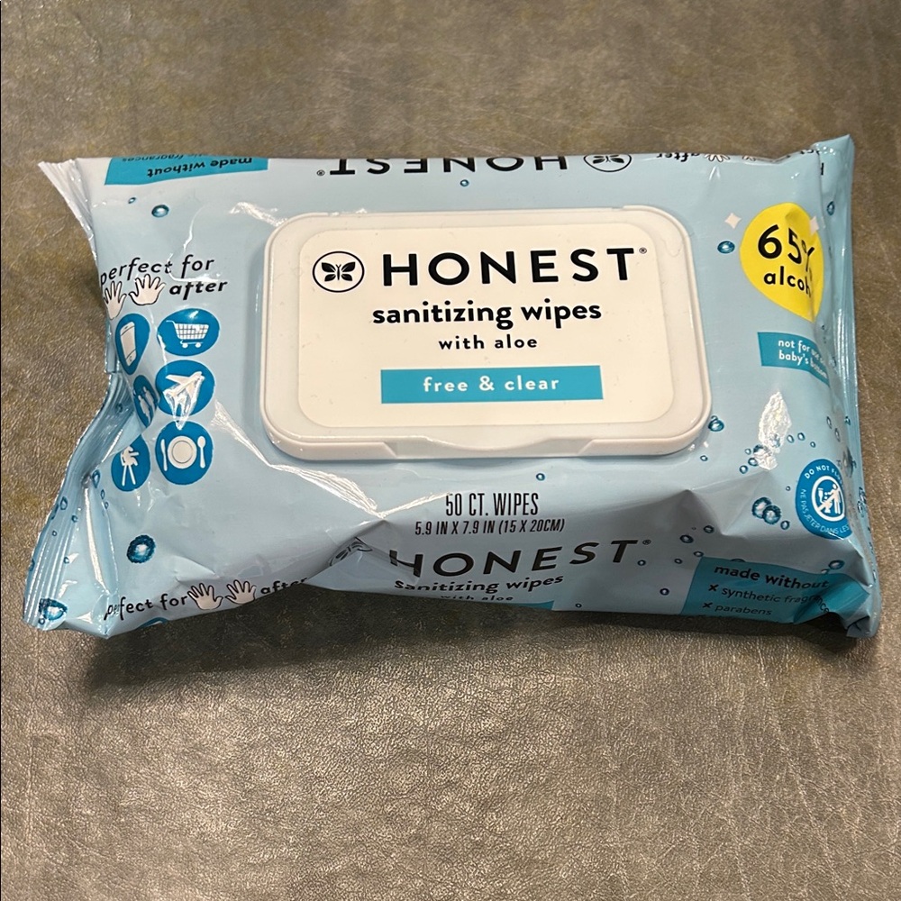 Honest Sanitizing Alcohol Wipes, 50 Count, Free + Clear